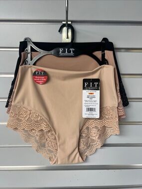 Lace-Trim Light Control Briefs - Nude